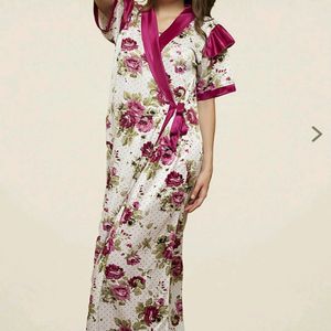 Clovia Magenta Printed Nighty