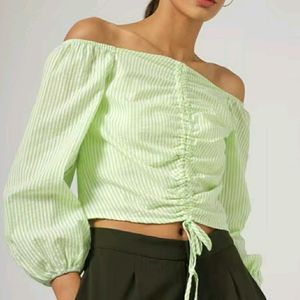 Never Used Ruched Puff Sleeves Top