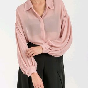 New Korean Peach Buff Sleeves Shirt