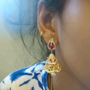 Premium Unique Long CZ Bell Jhumkis