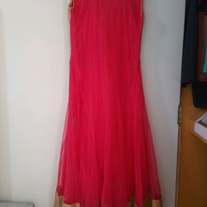 Pink Embroidered Net Anarkali