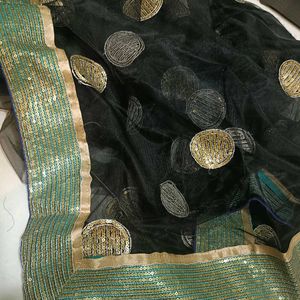 Beautiful Designer Black Net Saree