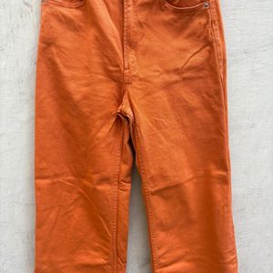 H&m Orange Wide Leg Jeans