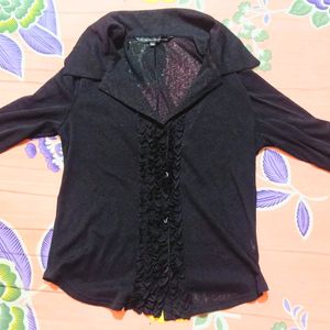 Black Ruffled Shirt