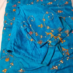 All Over Work Blue Saree