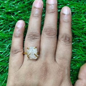 Rose Quartz Raw Uncut Stone Finger Ring