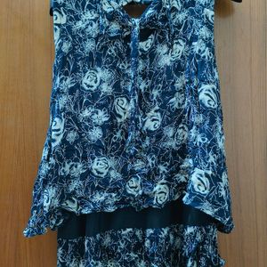 Sleeveless Black Floral Top