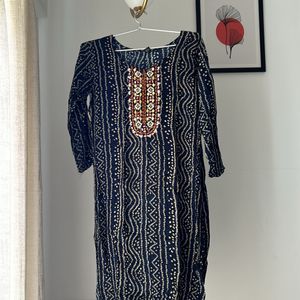 A navy blue daily use soft kurta