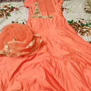 Orange Party Wear Gown