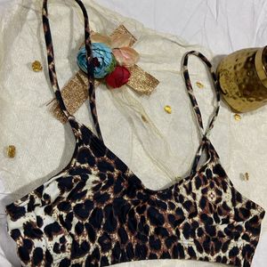 Animal Printed Bikini Top Size M