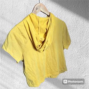 Mustard Yellow Hooded Crop Top