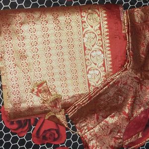 Banarsi Silk Saree With Stitch Blouse