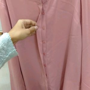 Very Pretty Pink Colour Formal Top With Mandarin[C