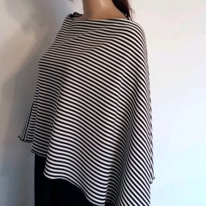 Black & White Stripped Poncho