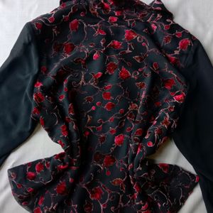 New Asthetic Korean Black Shirt With Red Handmade