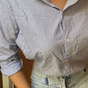 H&M Blue Striped Summer Oversized Shirt