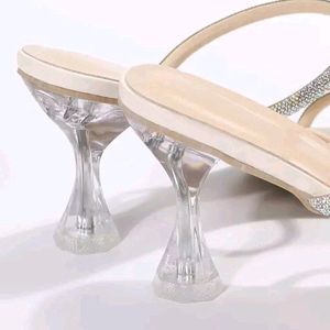 FQ White Chain Glass Heels