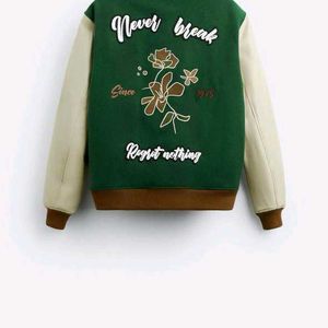 ZARA GREEN WOOL VARSITY JACKET