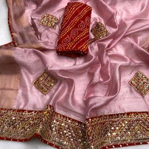 New Cotton Silk Zari Border Saree With Blouse Piec