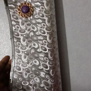 Silver Shine Clutch For Party