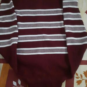 Maroon With White Strap Beautiful Sweater