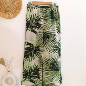 Forever 21 Tropical Palm Print Wide Leg Pants