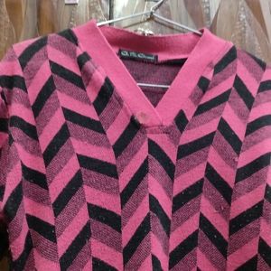 Pink Black Woolen Kurta