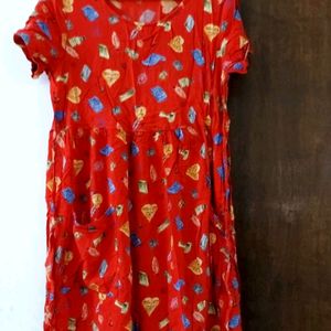 Cute Red Floral Casual Dress