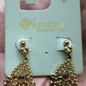 Gold Touch Hanging Ear Rings