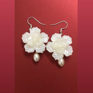 All Pearl White Dangling Earrings