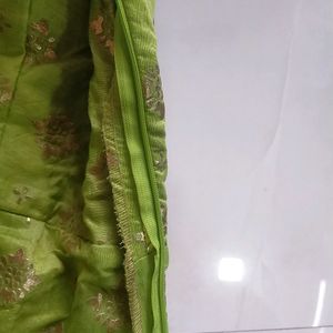 Pista Green Kurta With Palazzo And Dupatta