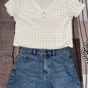 Crop top and denim short combo