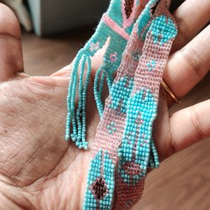 Blue And Pink Beaded Neckpiece