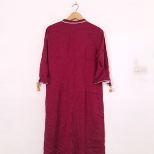 Burgundy Embroidered Kurta (Women's)