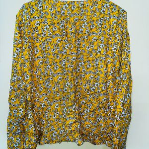 Yellow Floral Printed Peplum Top