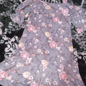 Grey Floral Frock