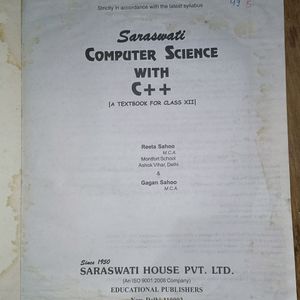 Computer Science With C++ For Class 12