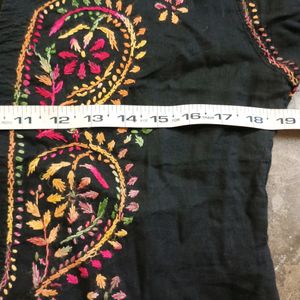 Cotton Black Multi Chikankari Kurti