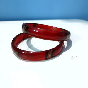 Red glass bangle pair