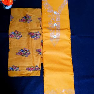 Cotton Semi-stitched Suit Printed Bottom N Dupatta