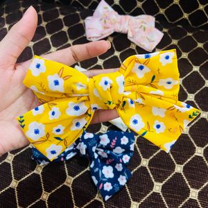 Floral Medium Size Hair Bow Pack Of 4