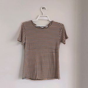 Zara Tshirt Stripes Yellow White Black