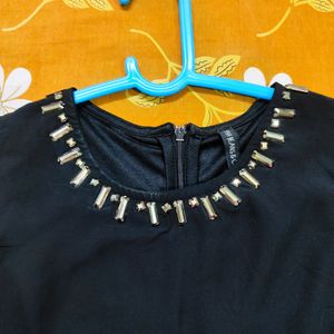 Women Black Embroided Top