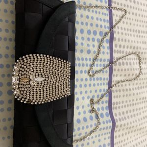 Black Party Clutch Bag With Swarovski