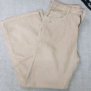 Beige wide leg jeans