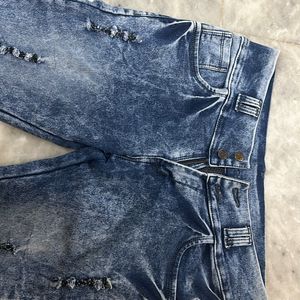 Blue Jeans With Designed Pattern