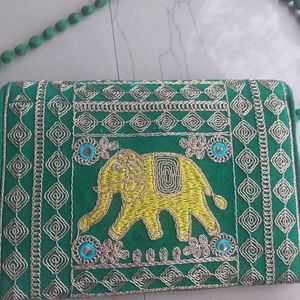 Green Ethnic Sling Bag