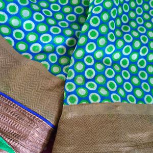 🟢🌀 Vibrant Seagreen Saree 🌀🟢