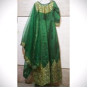 Green Embroidered Gown