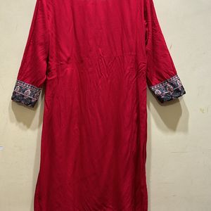 Red & Olive Green Kurta Palazzo Set Size XXL